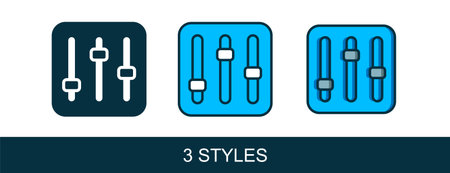 Filled outline Sound mixer controller icon isolated on white background. Dj equipment slider buttons. Mixing console. Vector.のイラスト素材