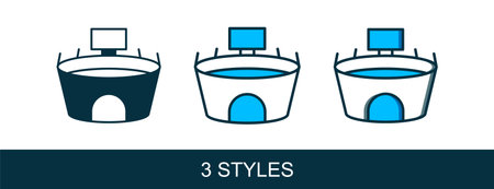 Filled outline Stadium icon isolated on white background. Arena symbol. Vector.のイラスト素材