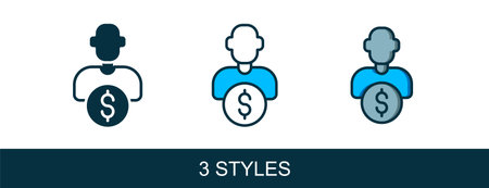 Filled outline Business investor or capital providers icon isolated on white background. Vector.のイラスト素材