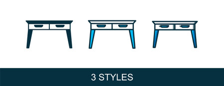 Filled outline Office desk icon isolated on white background. Vector.のイラスト素材