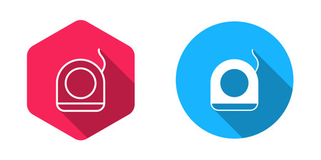 Filled and outline Dental floss icon isolated with long shadow background. Vector.のイラスト素材