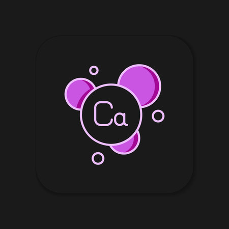 Filled outline Calcium chemical element icon isolated on isolated on black background. Flat filled outline style with shadow. Vector.のイラスト素材