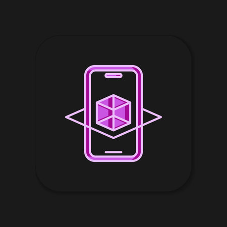 Filled outline 3d modeling icon isolated on black background. Augmented reality or virtual reality. Flat filled outline style with shadow. Vector.のイラスト素材