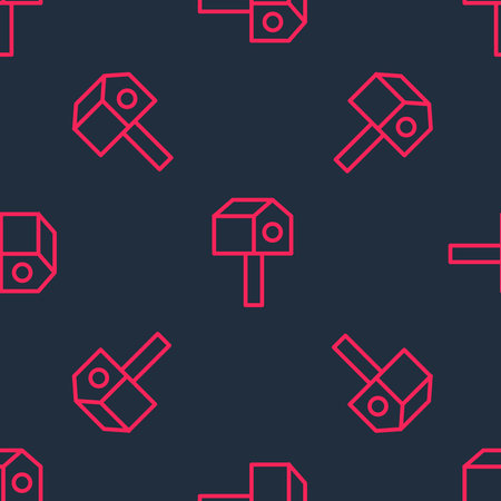 Red line Bird house icon isolated seamless pattern on black background. Nesting box birdhouse, homemade building for birds.  Vector.のイラスト素材