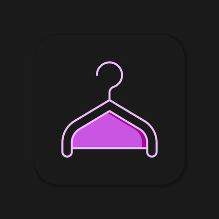 Filled outline Hanger wardrobe icon isolated on black background. Cloakroom icon. Clothes service symbol. Laundry hanger sign. Flat filled outline style with shadow. Vector.のイラスト素材