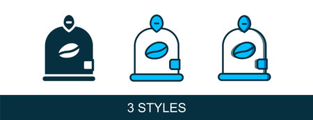 Filled outline Bag of coffee beans icon isolated on white background. Vector.のイラスト素材