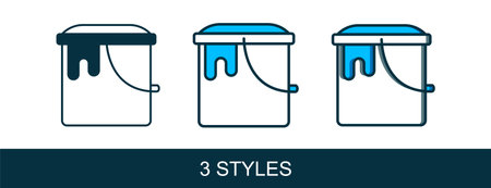 Filled outline Paint bucket icon isolated on white background. Vector.のイラスト素材