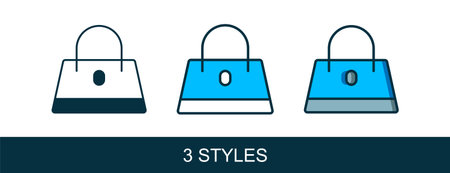 Filled outline Handbag icon isolated on white background. Female handbag sign. Glamor casual baggage symbol. Vector.のイラスト素材