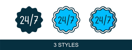 Filled outline Clock 24 hours icon isolated on white background. All day cyclic icon. 24 hours...