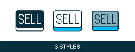 Filled outline Sell button icon isolated on white background. Financial and stock investment market...