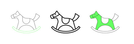 Set line Wooden horse in saddle swing for little children icon isolated on white background. Vector.のイラスト素材