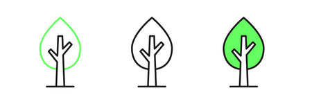 Set line Tree icon isolated on white background. Forest symbol. Vector.のイラスト素材