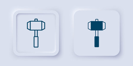 Filled and outline Sledgehammer icon isolated on gray background. Square button. Vector.のイラスト素材