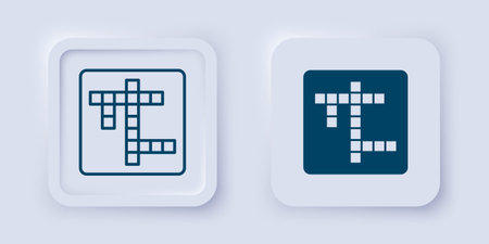 Filled and outline Crossword icon isolated on gray background. Square button. Vector.のイラスト素材