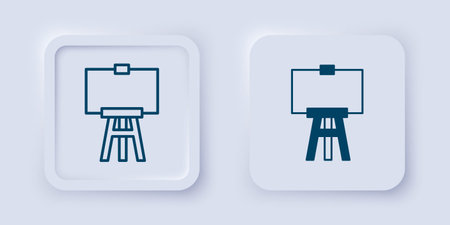 Filled and outline Wood easel or painting art boards icon isolated on gray background. Square button. Vector.のイラスト素材