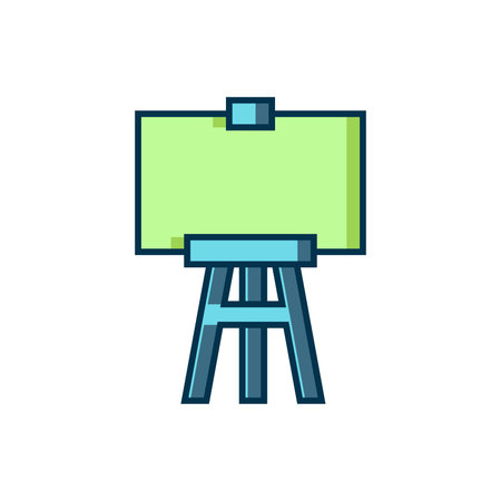 Filled outline Wood easel or painting art boards icon isolated on white background. Flat filled outline style with shadow. Vector.のイラスト素材