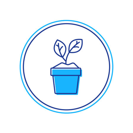 Filled outline Plant in pot icon isolated on white background. Plant growing in a pot. Potted plant sign. Vector.のイラスト素材