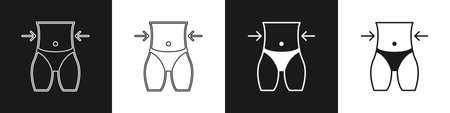 Set Women waist icon isolated on black and white background. Vector.のイラスト素材