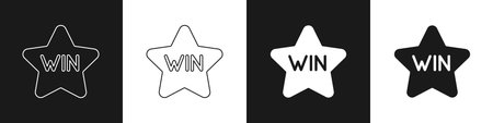 Set Casino win icon isolated on black and white background. Vector.のイラスト素材