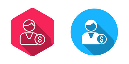 Filled and outline Buyer icon isolated with long shadow background. Vector.のイラスト素材