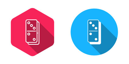 Filled and outline Domino icon isolated with long shadow background. Vector.のイラスト素材