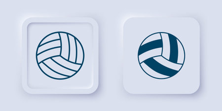 Filled and outline Volleyball ball icon isolated on gray background. Sport equipment. Square button. Vector.のイラスト素材