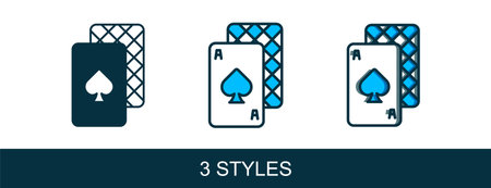 Filled outline Playing cards icon isolated on white background. Casino gambling. Vector.のイラスト素材