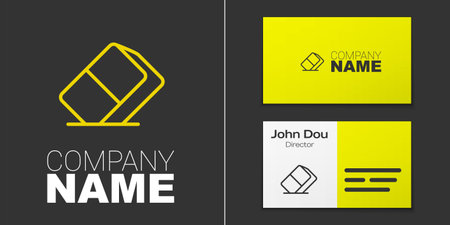 Logotype line Eraser or rubber icon isolated on gray background. Logo design template element. Vector.のイラスト素材