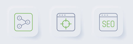 Set line SEO optimization Target financial goal and Share icon. Vector.のイラスト素材