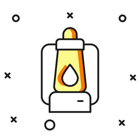 Filled outline Camping lantern icon isolated on white background. Flat filled outline style with shadow. Vector.のイラスト素材