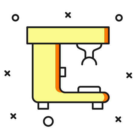 Filled outline Coffee machine icon isolated on white background. Flat filled outline style with shadow. Vector.のイラスト素材