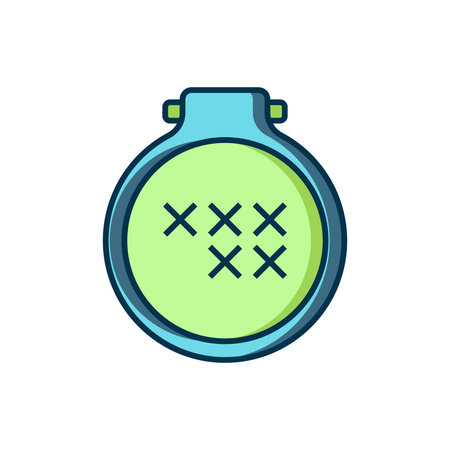 Filled outline Round adjustable embroidery hoop icon isolated on white background. Thread and needle for embroidery. Flat filled outline style with shadow. Vector.のイラスト素材