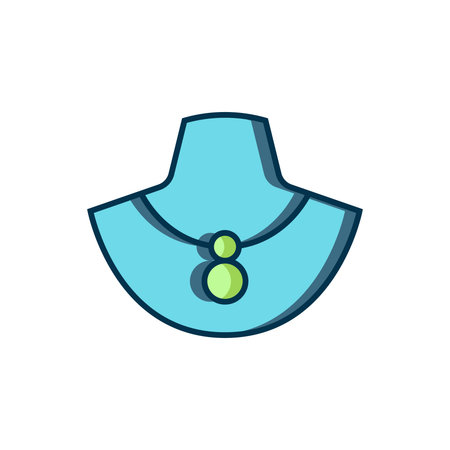 Filled outline Necklace on mannequin icon isolated on white background. Flat filled outline style with shadow. Vector.のイラスト素材