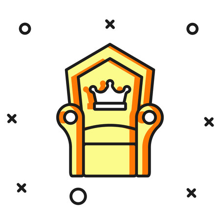 Filled outline Medieval throne icon isolated on white background. Flat filled outline style with shadow. Vector.のイラスト素材