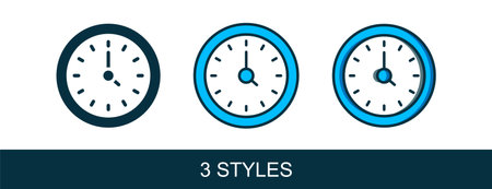 Filled outline Clock icon isolated on white background. Time symbol. Vector.