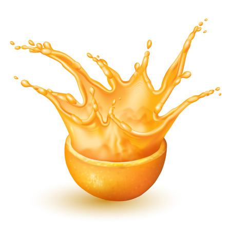 resh orange juice splash illustration isolated on white backgroundのイラスト素材