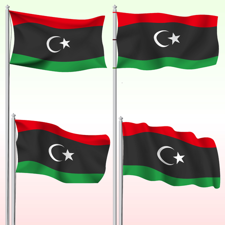 Libya textile waving flag isolated vector illustrationのイラスト素材