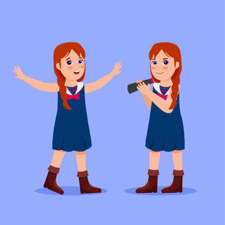 Cute Kids With Sailor Costumes Vector Cartoon Illustrationのイラスト素材