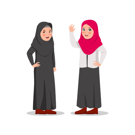 Muslim Woman Wearing Hijab Veil Vector Cartoon Illustrationのイラスト素材