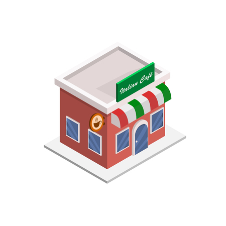 Italian Cafe Building Isometric Vector Illustrationのイラスト素材