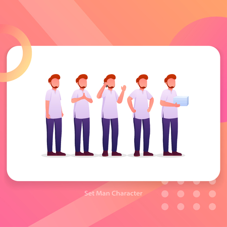 Set Man Character Design for UI design Vector Illustrationのイラスト素材