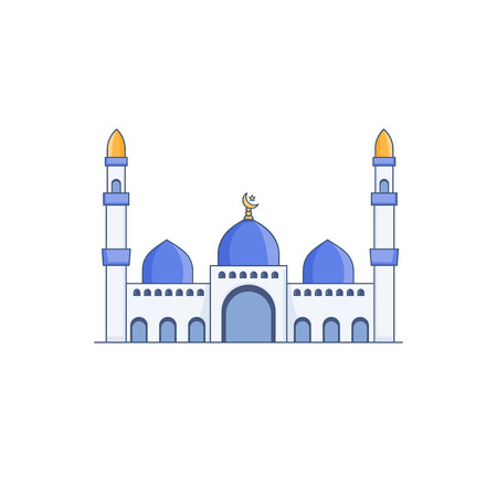 Blue Dome Mosque Vector Icon Illustrationのイラスト素材