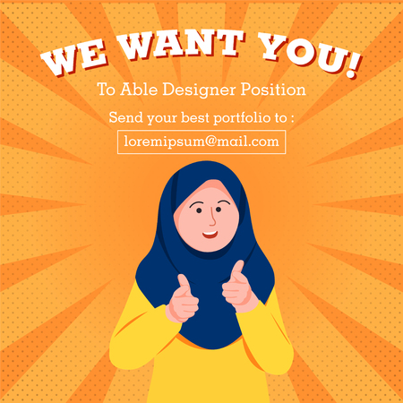 We Want You Poster, Job Hiring Cartoon Illustrationのイラスト素材