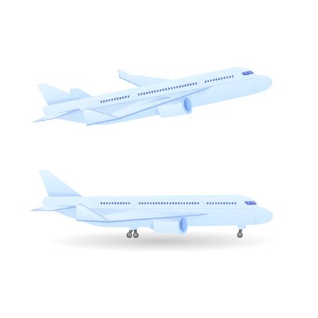 Set Isolated Plane Illustration, Air Vehicle Transportation Cartoonのイラスト素材