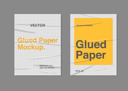 Set Realistic Glued Paper Poster Mockup Template Vectorのイラスト素材