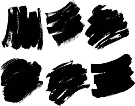 Brush Paint Stroke Set Vector Black Ink Backgroundのイラスト素材