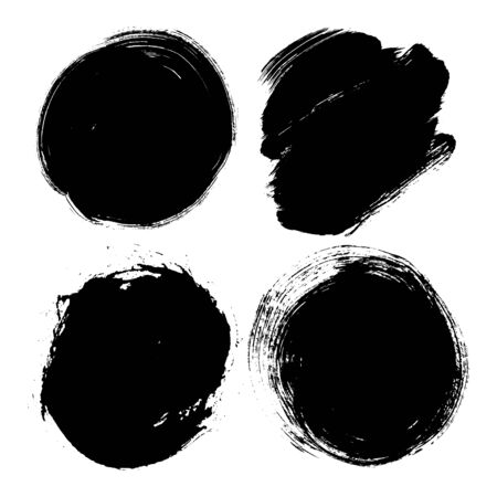 Set collection brush paint grunge texture background vectorのイラスト素材