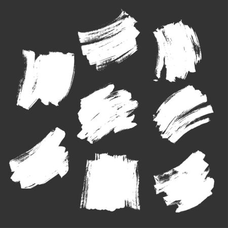 Set White Brush Strokes Texture in Dark Background Flat Vectorのイラスト素材