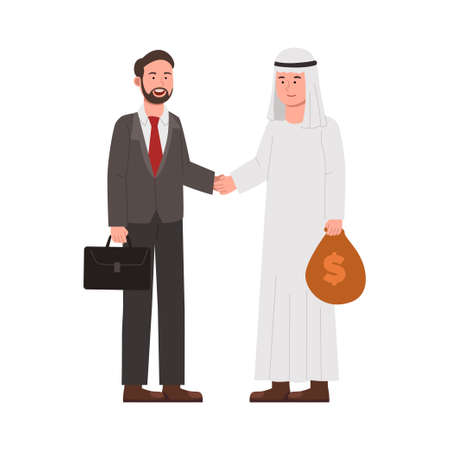 Two Businessman Dealing With Money for Invest Cartoon Illustrationのイラスト素材