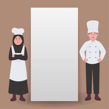 Kids Chef With Blank Poster Greeting Card Template Illustrationのイラスト素材